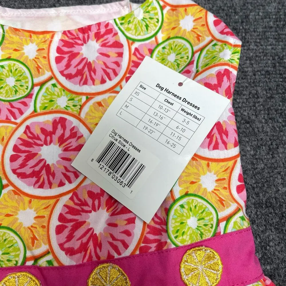 Doggie Design Citrus Slice Dog Dress with Matching Leash Size L